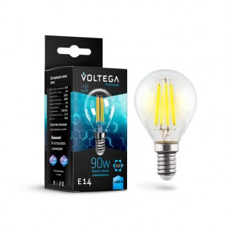 Лампа светодиодная филаментная Voltega E14 7W 4000K шар прозрачный VG10-G45E14cold9W-F 7137