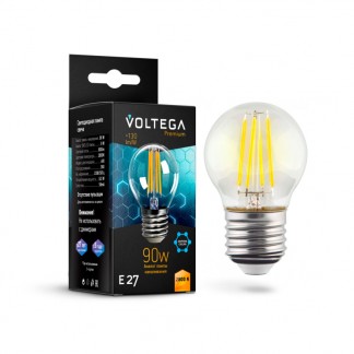 Лампа светодиодная филаментная Voltega E27 7W 2800K шар прозрачный VG10-G45E27warm9W-F 7138