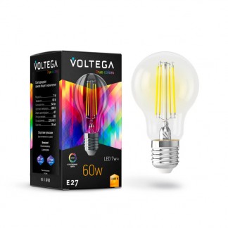 Лампа светодиодная Voltega E27 7W 2800K груша прозрачная VG10-A60E27warm7W-F 7140